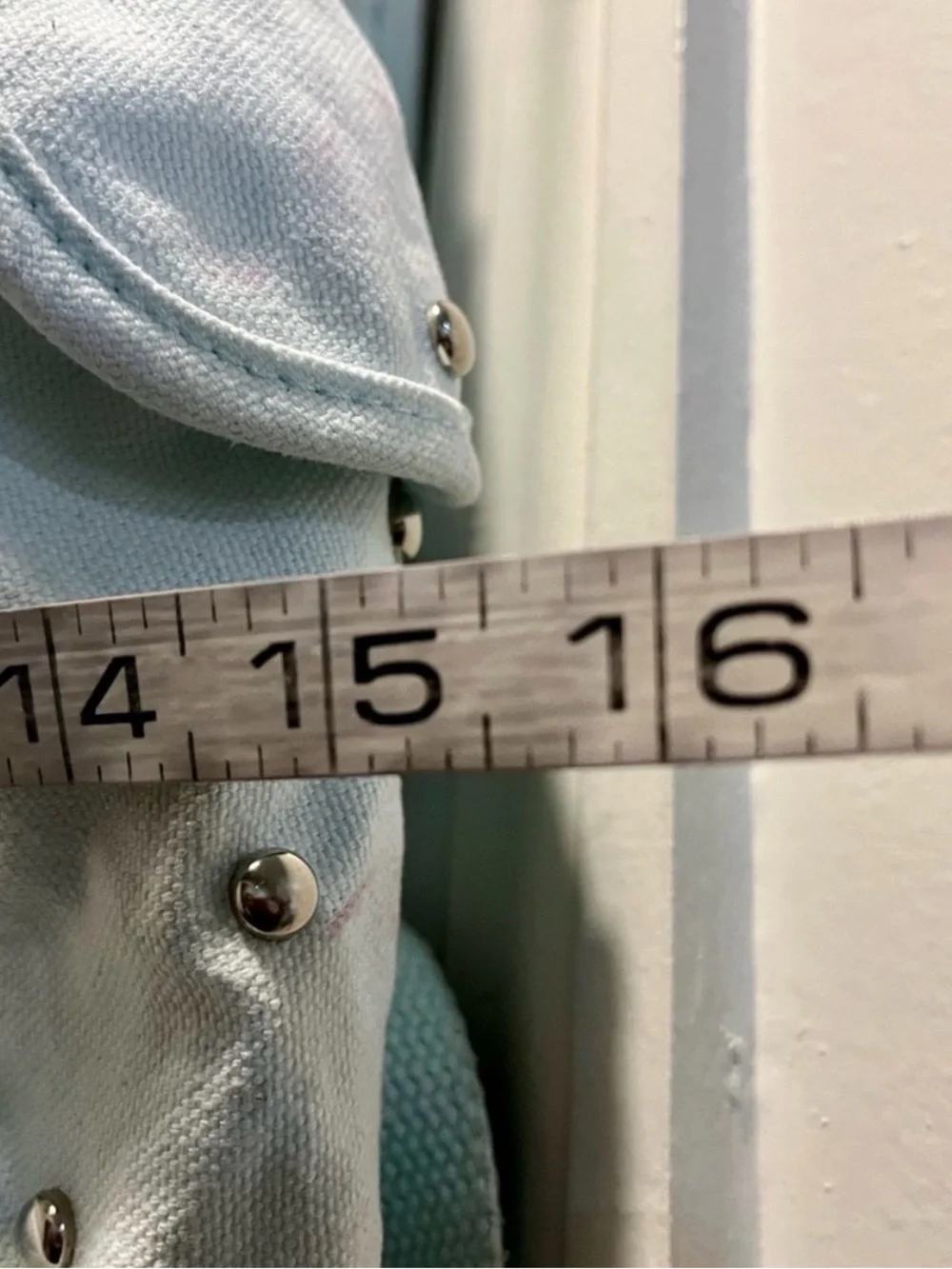 PINK Victoria’s Secret Light Blue Studded Canvas Backpack with Brown Accent
